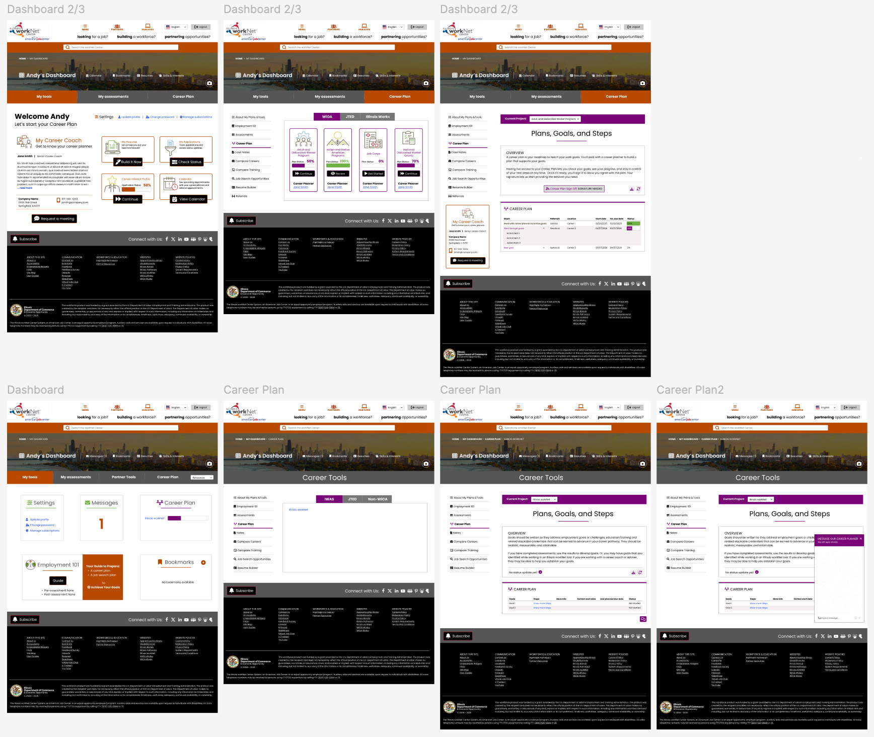 Screenshot of Career Planning Wireframes.