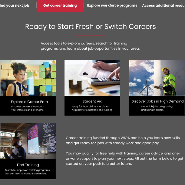 Screenshot of worknet interface